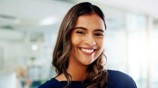 Smile, confident and portrait of woman in office for startup business with creative career. Happy,